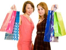 Girls With Shopping Royalty Free Stock Image Girls With Shopping Royalty Free Stock Image