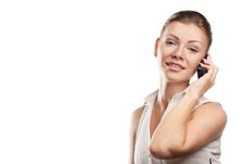 Young Beautiful Business Woman With Phone Royalty Free Stock Images