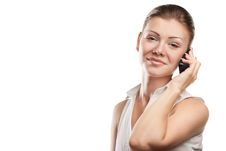 Young Beautiful Business Woman With Phone Royalty Free Stock Photo