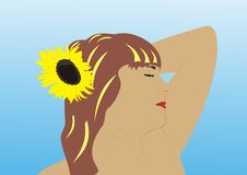 The Girl With A Sunflower Royalty Free Stock Photos