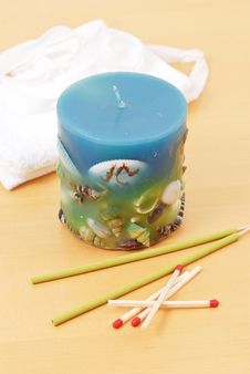 Shell Candle With Incense Stock Photo