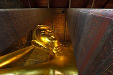 Face Of Reclining Buddha Wat Pho. Royalty Free Stock Photos Face Of Reclining Buddha Wat Pho. Royalty Free Stock Photos