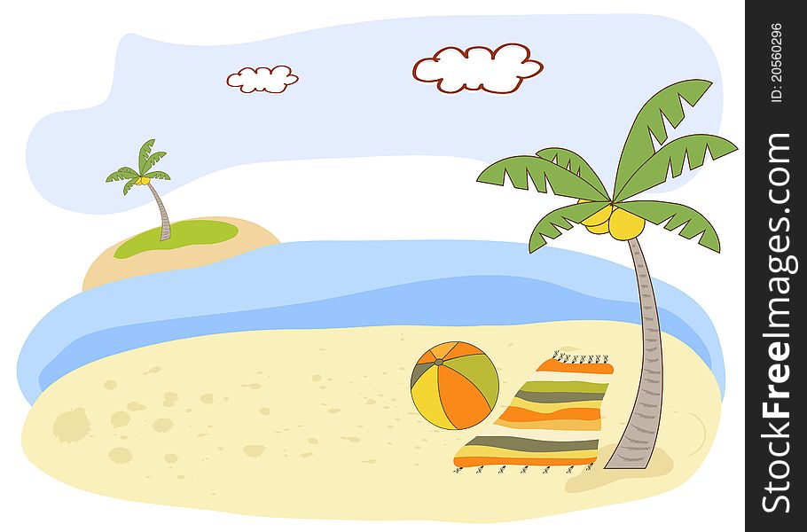 Beautiful beach landscape, summer holiday card