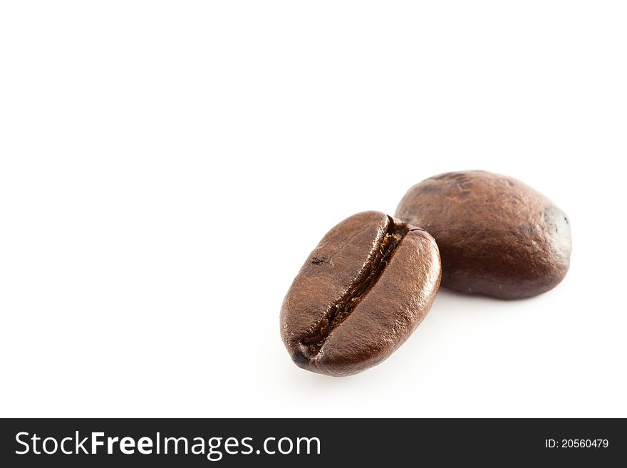 Coffee beans on white background