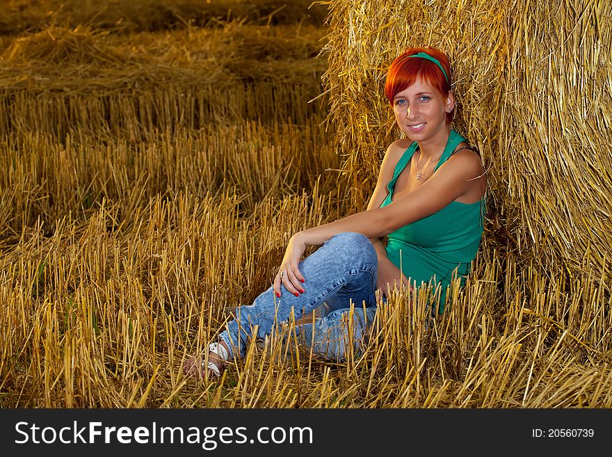 Young Woman In Wheat Field