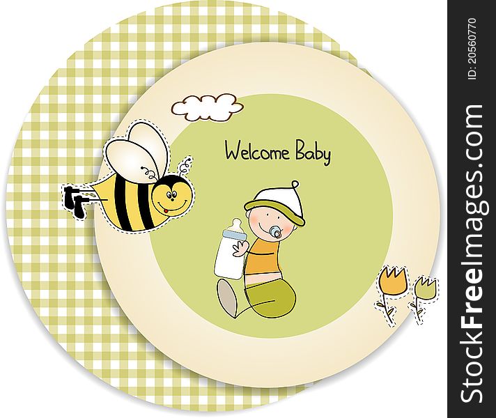 Baby arrival announcement card with bee