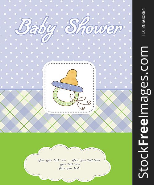 Baby boy shower card with pacifier