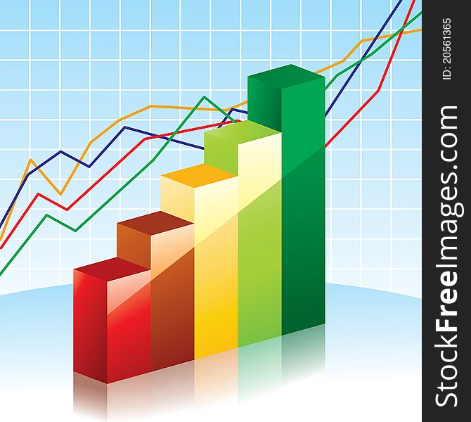 Vector illustration of bar charts. Business concepts.