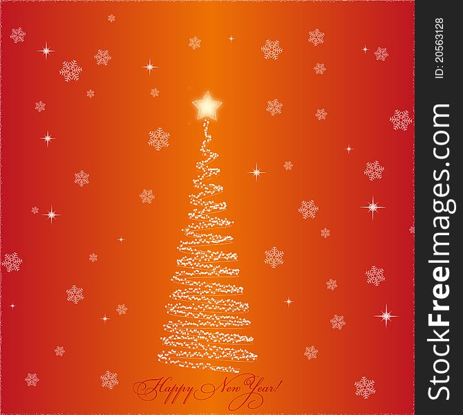 A beautiful Christmas card with Christmas tree and snowflakes. A beautiful Christmas card with Christmas tree and snowflakes