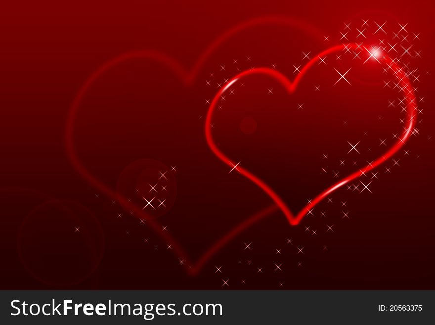 Sparkling glossy Valentine's day heart on the red background. Sparkling glossy Valentine's day heart on the red background
