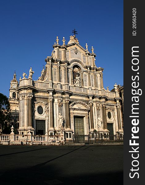 The sicilian baroque of the cathedral in Catania. The sicilian baroque of the cathedral in Catania