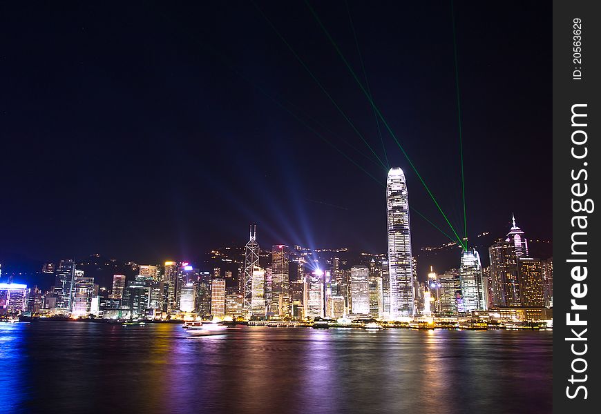 Hong Kong spectacular harbour views and magnificent A Symphony of Lights. Hong Kong spectacular harbour views and magnificent A Symphony of Lights