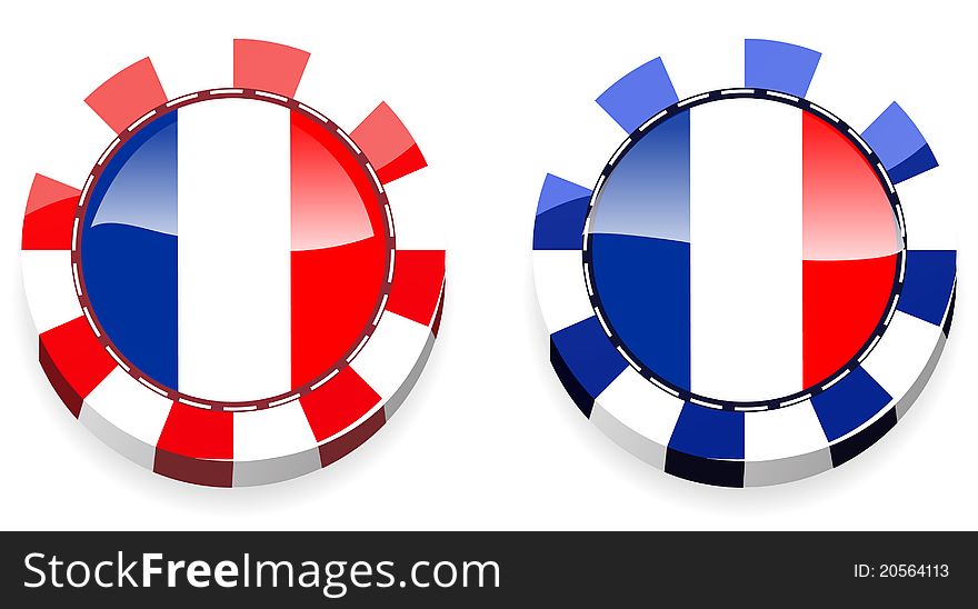 Set of abstract france casino chips