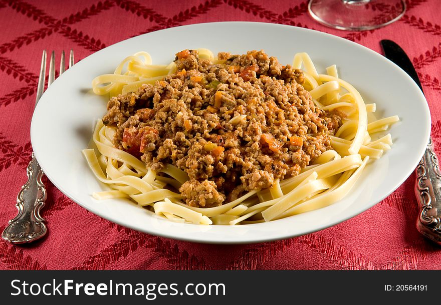 REAL sauce Bolognese, made with ground pork and veal, minced carrots, celery, garlic, chopped tomato, white wine, olive oil, a dash of cream. Very different from a ragu or marinara. REAL sauce Bolognese, made with ground pork and veal, minced carrots, celery, garlic, chopped tomato, white wine, olive oil, a dash of cream. Very different from a ragu or marinara.