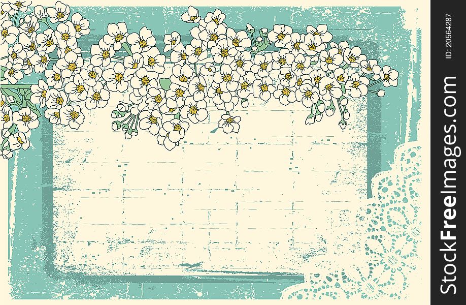 Vintage floral background with grunge decor frame for text