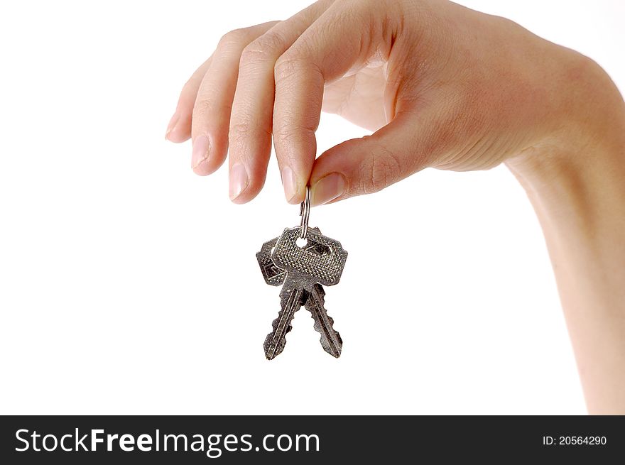 Hand is holding keys - isolated. Hand is holding keys - isolated