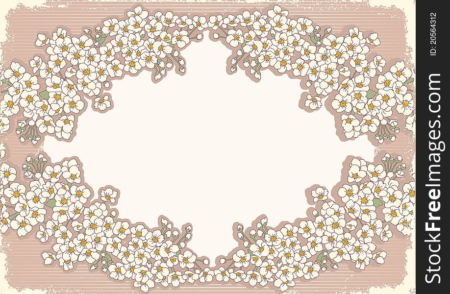 Vector vintage floral background with decor frame for text