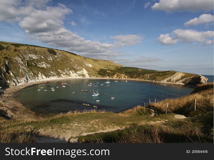 Lulworth Cove on the Jurassic Coast in Dorset UK