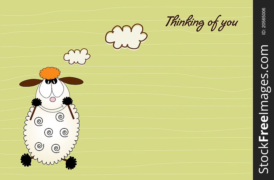 Cute Love Card With Sheep
