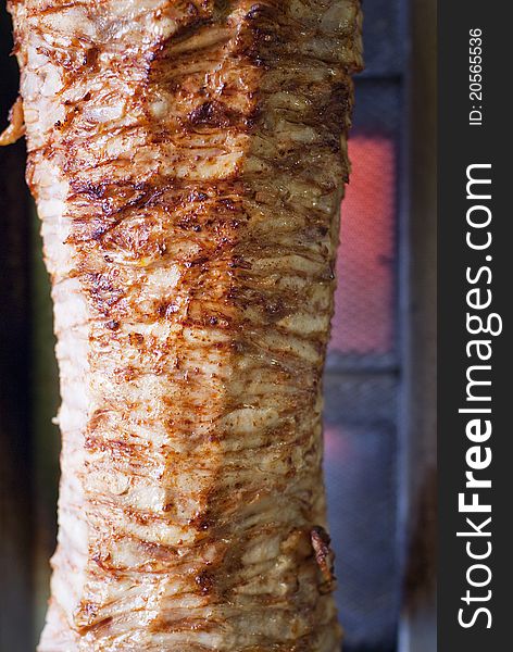 Traditional tirkish grilled meat - doner kebab. Traditional tirkish grilled meat - doner kebab