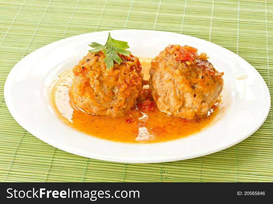 Meatballs with tomato sauce on a plate