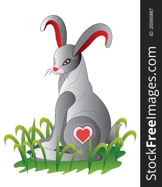 Rabbit in a grass. Vector.