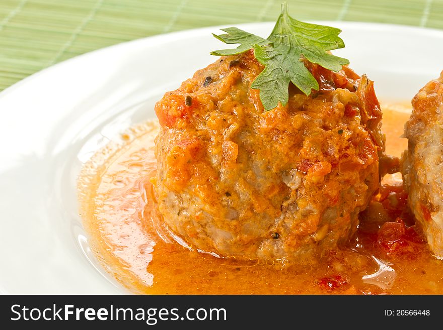 Meatballs with tomato sauce on a plate