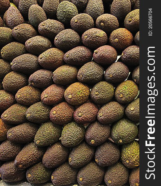 Ripe avocados well placed in market stall