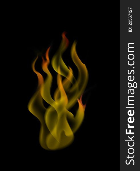 Illustrated fire flames in black background