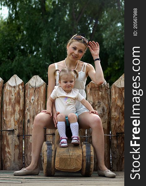 Mum with a daughter on a playground. Mum with a daughter on a playground