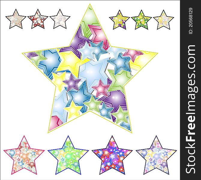 Stars made from stars on a white background. Stars made from stars on a white background