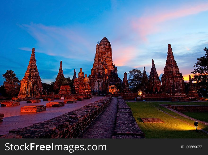 Wat Chaiwattanaram, the historical temple in Ayutthaya, Thailand