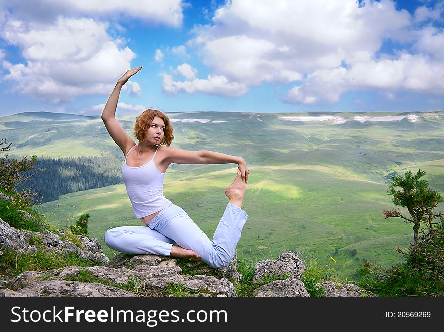 Female gymnastics on the rock