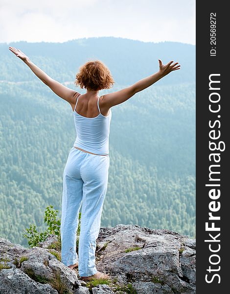 Female Gymnastics On The Rock