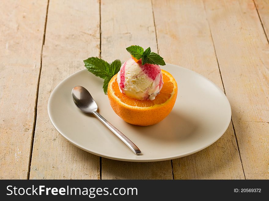 Ice Cream On Orange