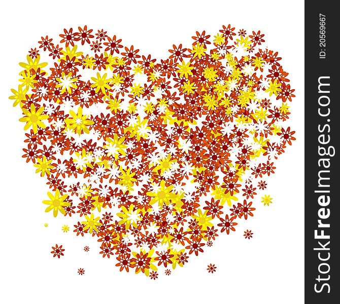 Illustration of heart shape made with flower. Illustration of heart shape made with flower