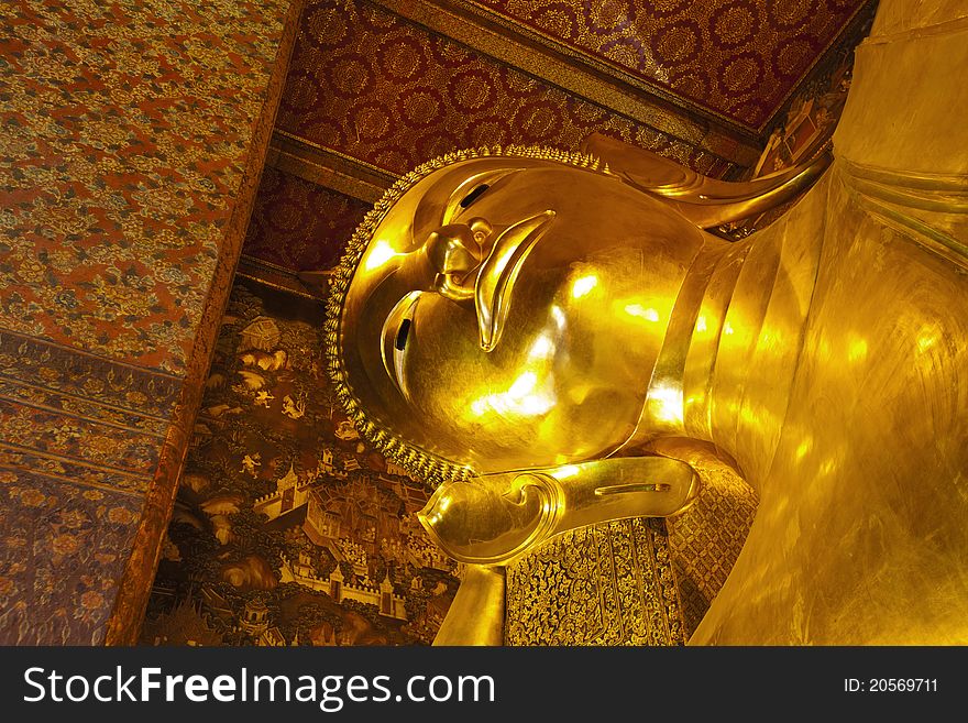Face of Reclining Buddha Wat Pho.