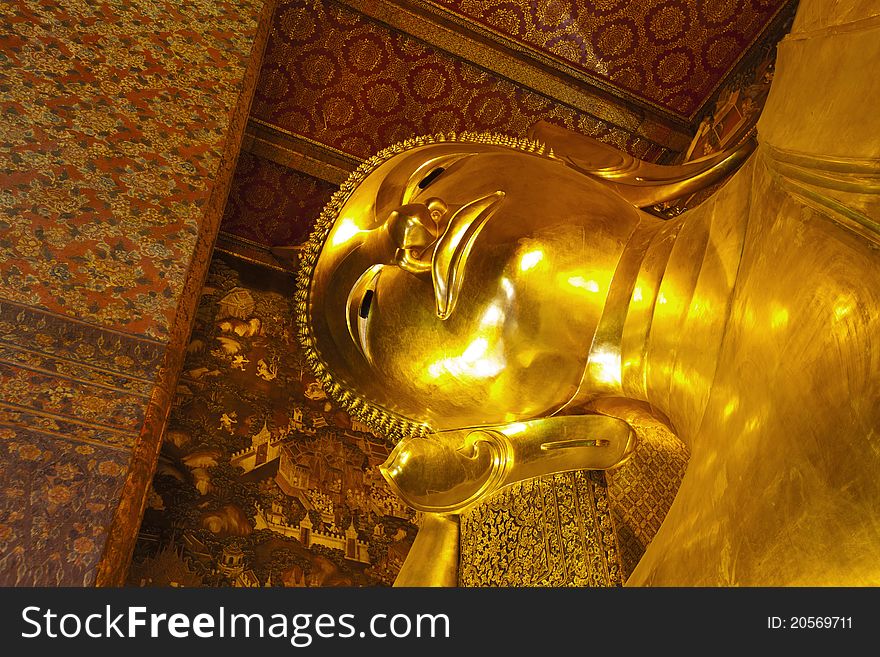 Face Of Reclining Buddha Wat Pho.