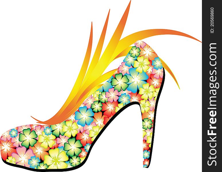 Summer shoes. Beautiful flower shoes