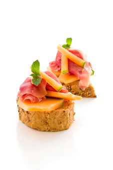 Ham And Melon Appetizer Isolated Royalty Free Stock Photography Ham And Melon Appetizer Isolated Royalty Free Stock Photography