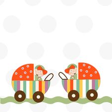 Baby Twins Announcement Card Stock Photo Baby Twins Announcement Card Stock Photo