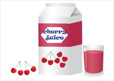 Box And Glass With Cherry Juice Stock Photos