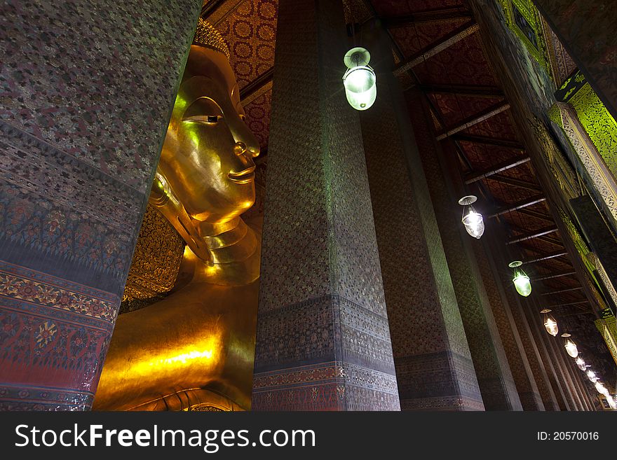 Reclining Buddha Wat Pho In Bangkok Thailand.