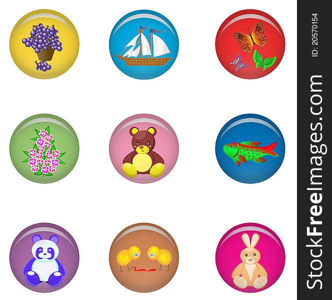 Bright children's badges. Vector illustration