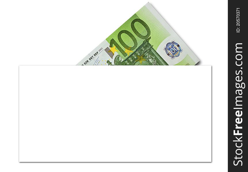 Denomination of one hundred euros in paper envelope