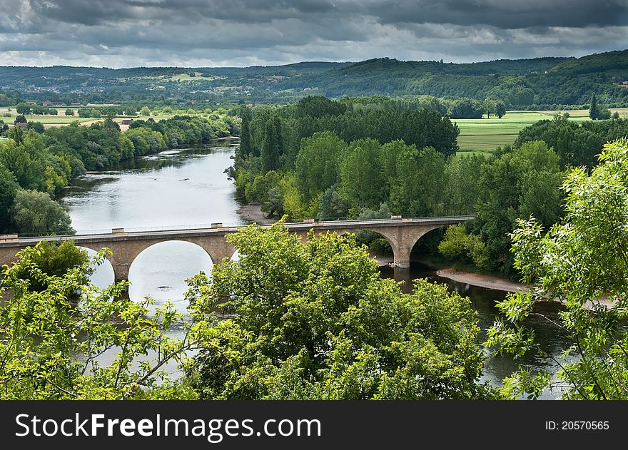Dordogne River And Bridge