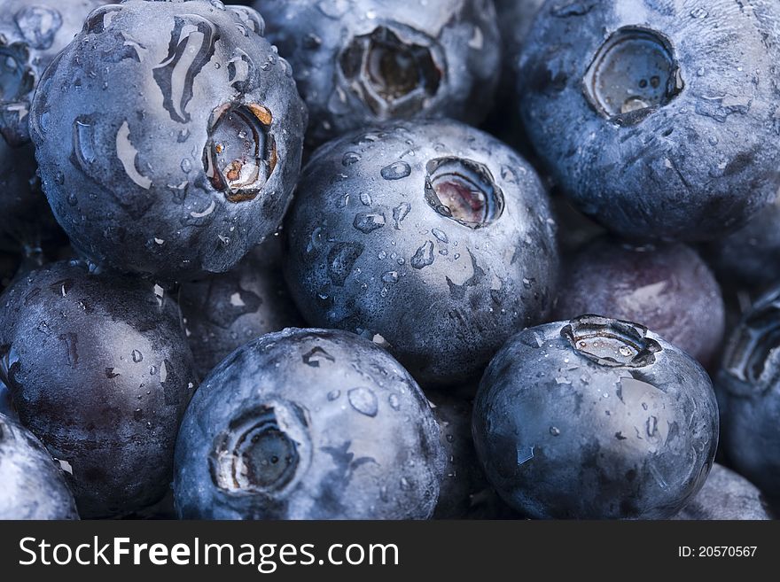 Closeup of fresh blueberries for background.