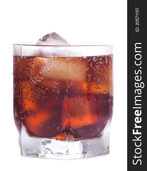 Cold cola with ice