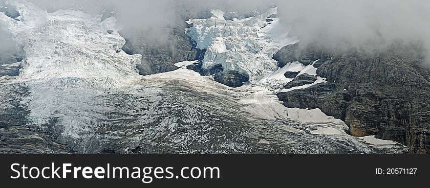 Face to face the snow mountain in south of Swiss