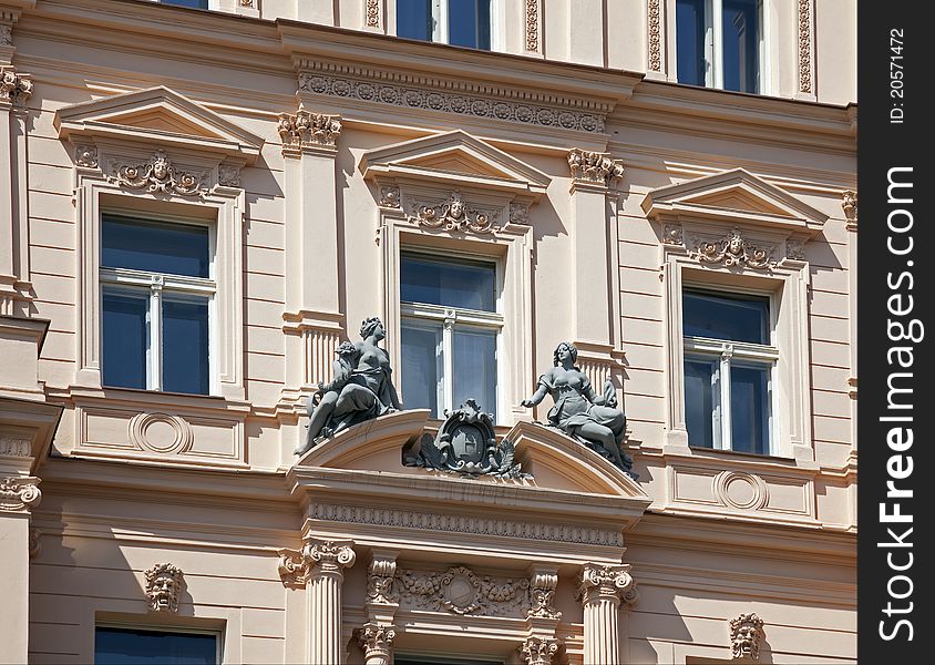 Prague, Historic House With Statue